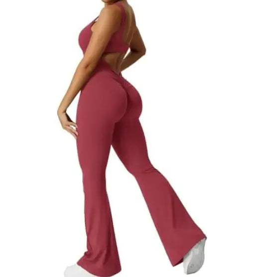 V-Back Scrunch Gym Set Jumpsuit